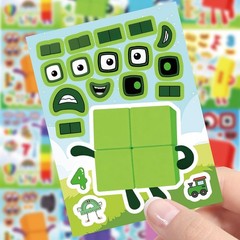 24Pcs Number Blocks Make-a-face Stickers for Kids Teens, Mixed & Matched with…