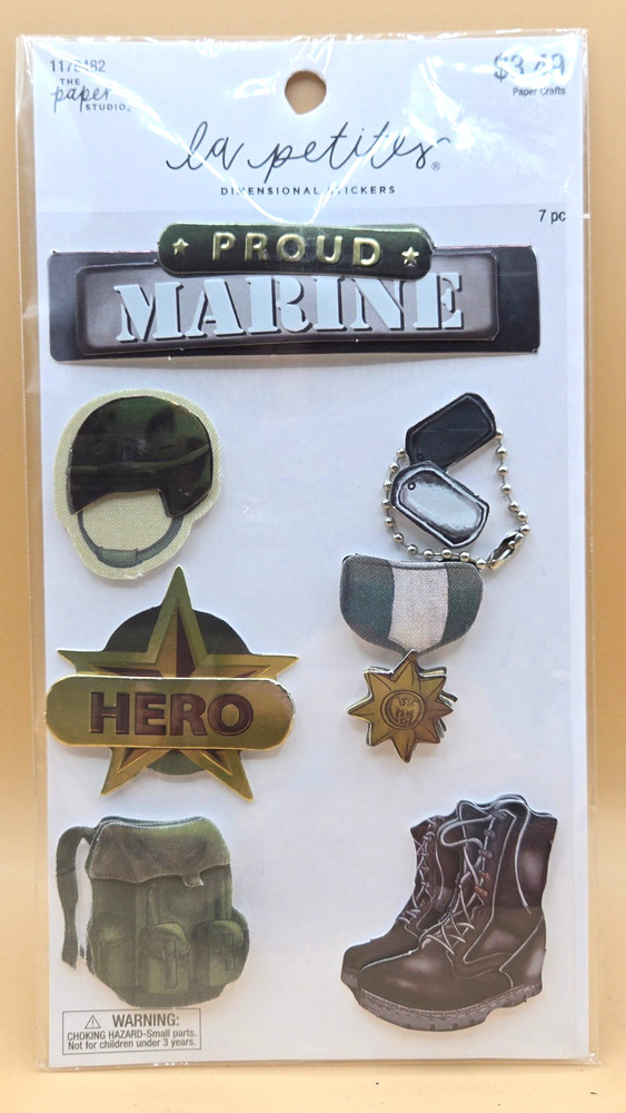 7 piece 3D Stickers U.S MARINES Marine Corps Military Service Paper Studio, NEW