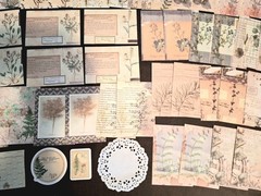 Retro Material Pack 100 Pc Scrapbooking JJ Craft Kit Supplies Plant Handwriting