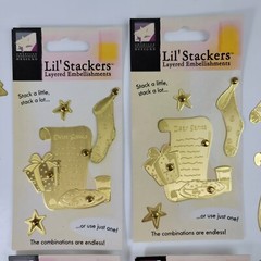 66 Pc Gold Metal Christmas Embossed Embellishments Charms Tree Stocking Ornament