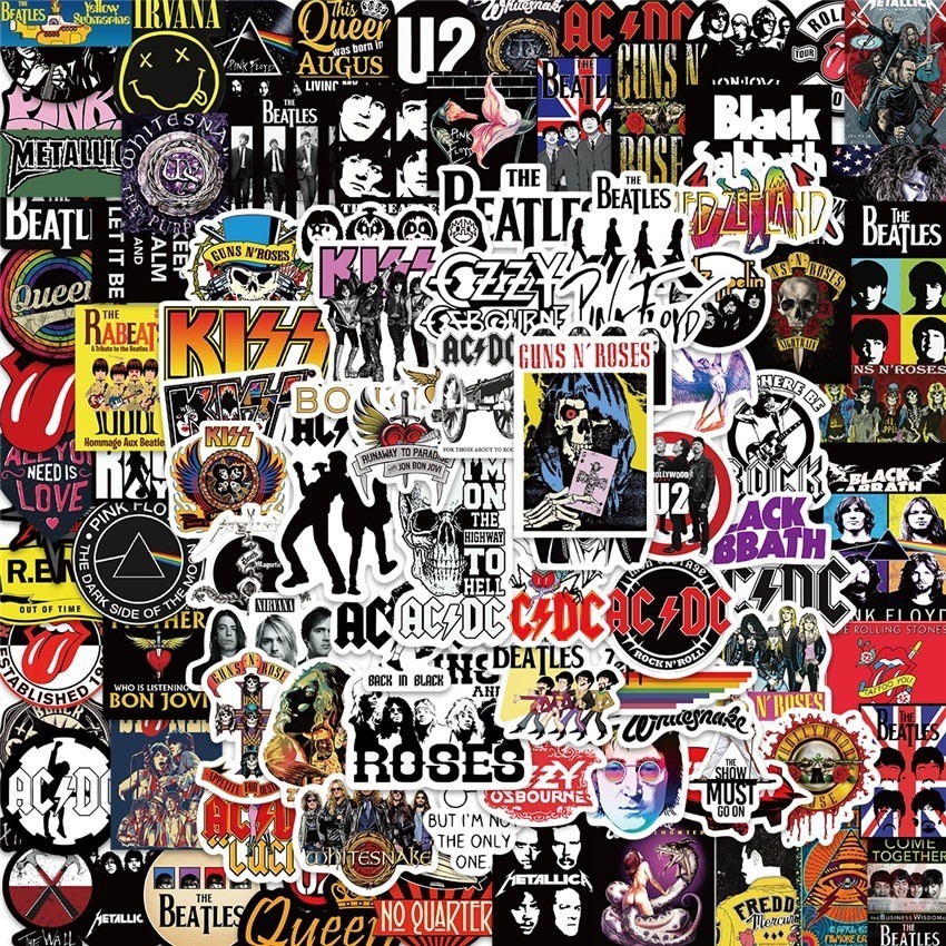 100Pcs Rock Band Stickers Rock’n’Roll DIY Decals Waterproof Series 01