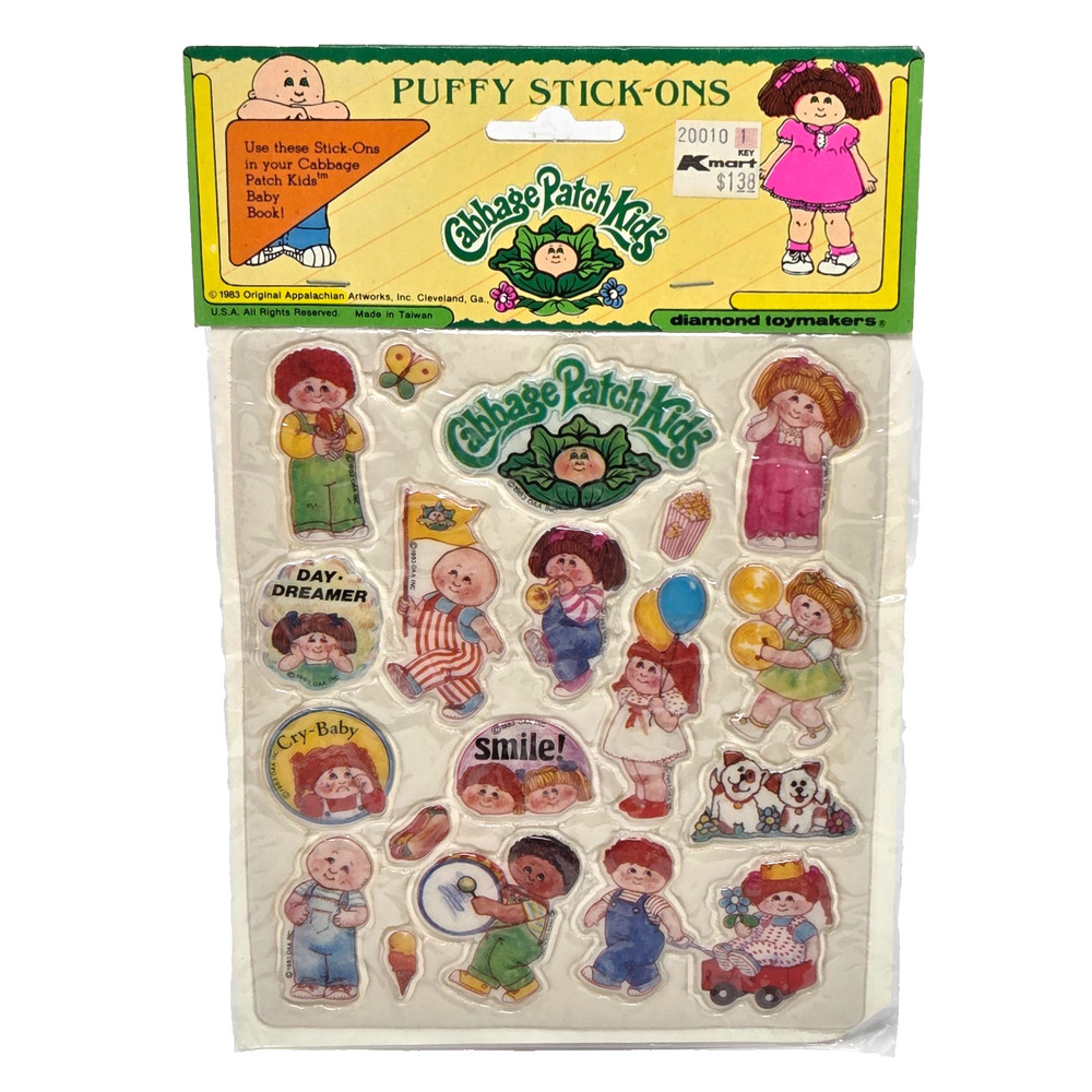 VINTAGE 1983 CABBAGE PATCH KIDS STICK-ONS PUFFY STICKERS NEW IN PACKAGE SEALED