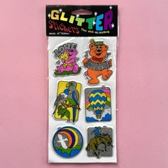 Vintage Glitter Stickers Puffy Love Bears Rainbow Silver New Sealed Sheet Rare