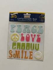 Little Yellow Bicycle Free Spirit Peace Fabric Glitter Stickers FS-202