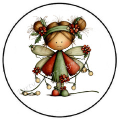 WHIMSICAL ANGEL WITH CHRISTMAS LIGHTS ENVELOPE SEALS LABELS STICKERS FAVORS