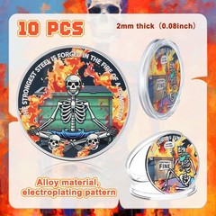 10 Pcs Dumpster Fire Challenge Coins Dumpster Fire and Skull Desk Accessories
