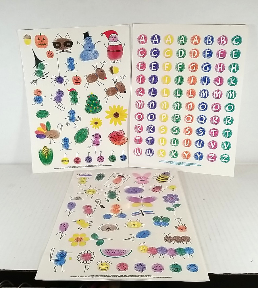 Lot Of 6 Sheets VTG Current Inc Stickers Spring, Christmas, Letters (2 each)