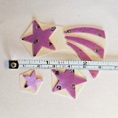 Vtg Satin Puffy Sparkly Star Stickers June Kessler Purple 80s Trimmed Lot