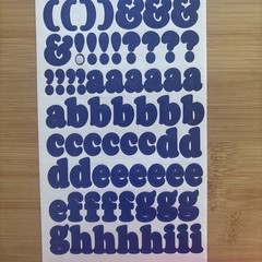 Vtg Blue Alphabet Stickers 8 Sheets Used Capital Lower Case Numbers Exclamation
