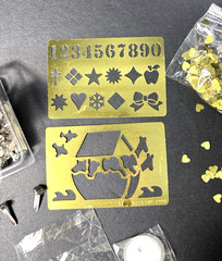 Lot Of Craft & Scrapbooking Supplies: Small Stencils Tags Embellishments Misc