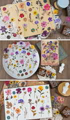 Pressed Flower Themed Stickers Set (320 Pieces) Dried Flowers Resin Stickers Dec