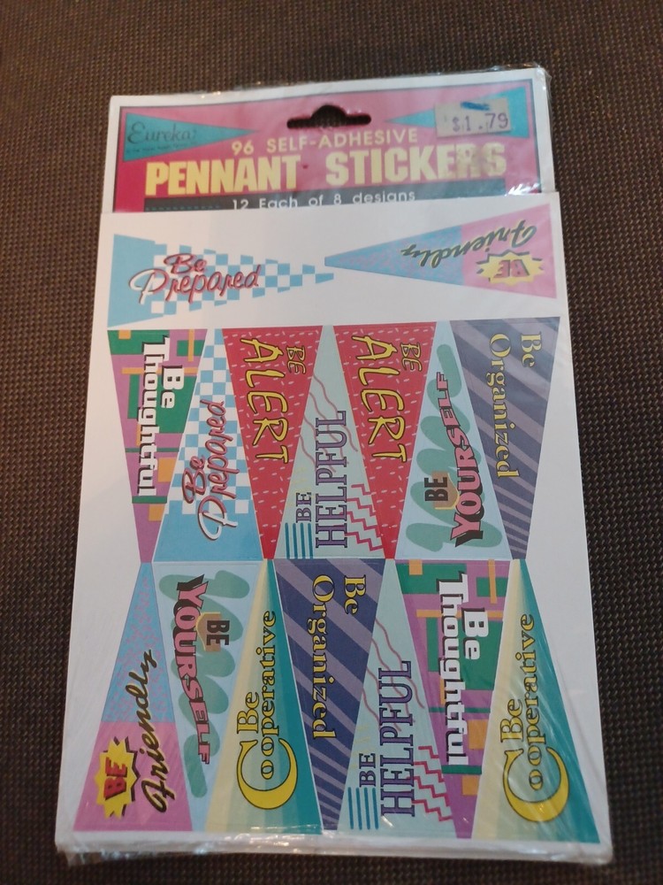 Vintage Eureka Stickers Pennant school work encouragement. 96 stickers NIP