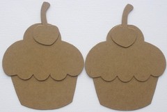 {3} CUPCAKE w/ CHERRY – Birthday Bare Chipboard Die Cuts Embellishments