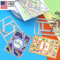3 PCS Rectangular Die Cuts for Card Making, Frame Scrapbook Metal Cutting Die