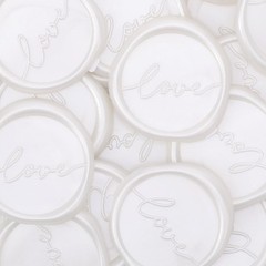 White Love Wax Seal Stickers – 50 Pcs Wedding Invitation Love Wax Seal Sticke…