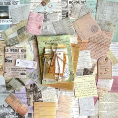 200 Sheets Vintage Newspaper Tickets Scrapbook Paper, Journaling Scrapbooking Su