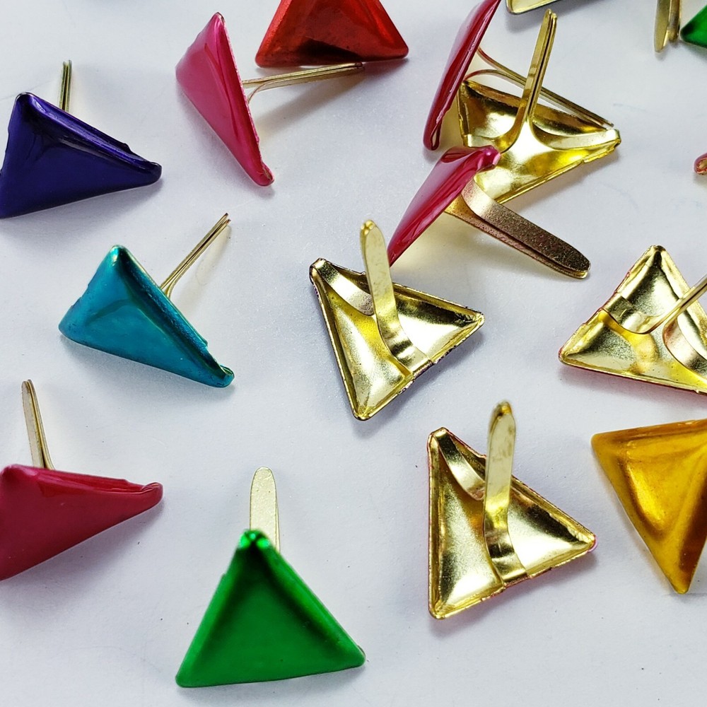 24 Metallic Triangle Brads 6 Colors Scrapbooking Crafts Paper Art Handmade Cards