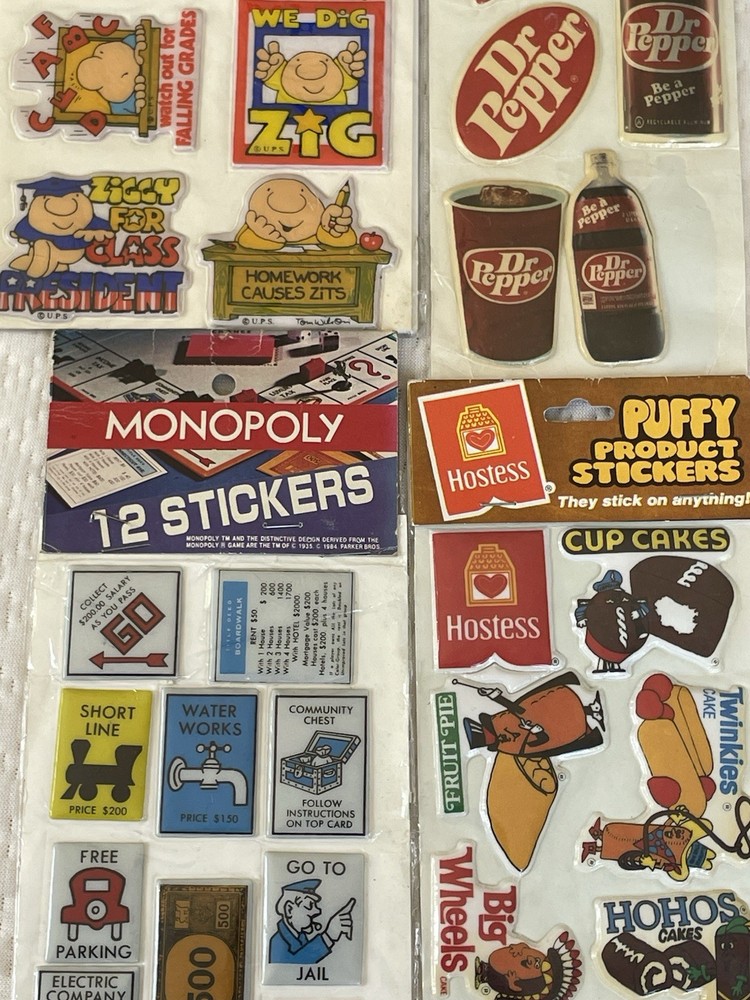 NEW Lot of 4 Vintage ZIGGY TWINKIE MONOPOLY DR PEPPER American Greetings 1980