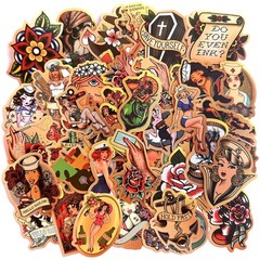 50 Piece American Traditional Waterproof Sticker Pack – Vintage Retro Designs