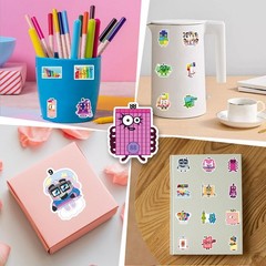 52pcs Early Education Puzzle Animation Stickers Pack, Aesthetic Vinyl Waterpr…