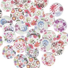 Chenkou Craft 40pcs 1″ (25mm) Round Flower Wood Buttons 4 Holes Craft Sewing …