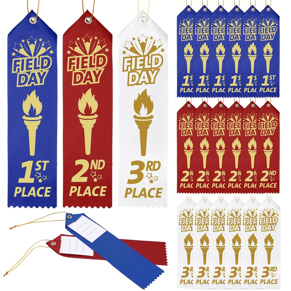 90 PCS Field Day Ribbons 1st 2nd 3rd Place 8×2 Inch Award Card String Set