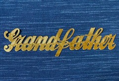 Gold Cursive Paper Grandfather Applique Scrapbook NOT STICKY Binder Label 8″