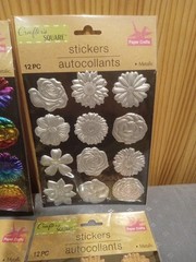 Crafters Square Metallic Puffy Floral Stickers Lot of 4 Packs Gold Accent Flower