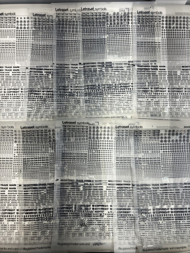 Letraset Symbols Registered Trademarks And Copyrights – 10 Sheets