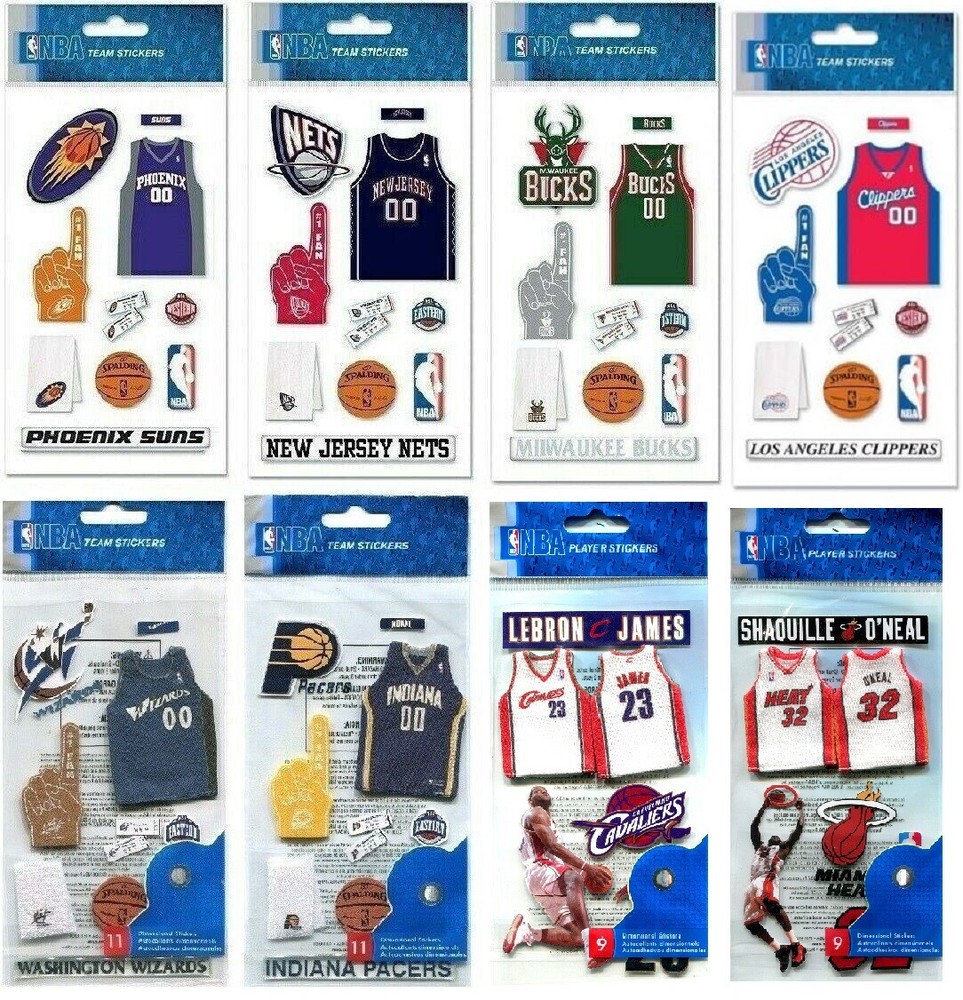 NBA Scrapbook Stickers 3-D Jolees Basketball CHOOSE your favorite TEAM OR PLAYER