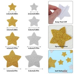 Gold Star Foam Glitter Self Adhesive Stickers for Crafts 100Pcs Foam Sticker
