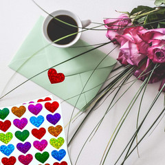 40 Sheets Glitter Heart Stickers Colorful Decorative Love Stickers Self-Adhesive