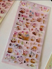 Japan Kawaii Twin Rabbit And Friends Sushi Bon Bon Gum Drop Puffy 3D Sticker