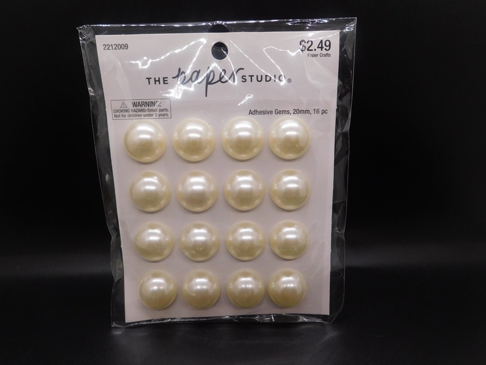 The paper studio Ivory plastic pearl Border stickers 16pc 20mm