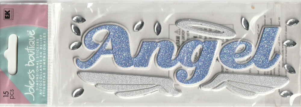 RARE Jolee’s Glitter ANGEL Wings Halo Gems 3-D Stickers 77292 Fast FREE Ship!