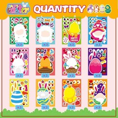 36 PCS Make a Face Stickers for Kids Make Your Own Stickers with Easter Chick…