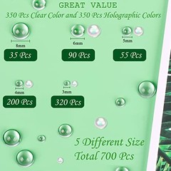 700 Pcs Clear Dewdrop Holographic Resin Beads Embellishments for DIY Crafts