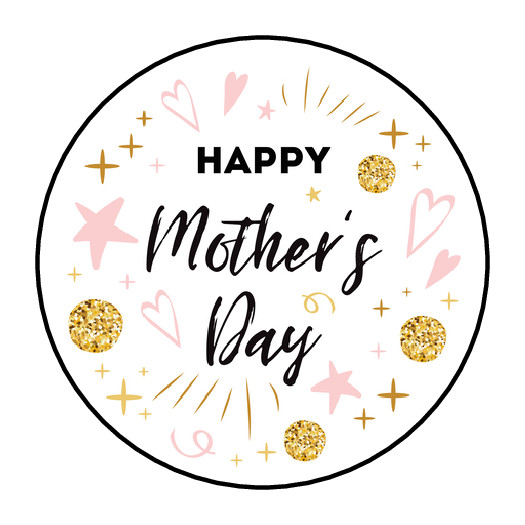 30 HAPPY MOTHER’S DAY ENVELOPE SEALS STICKERS LABELS TAGS 1.5″ ROUND HEARTS STAR