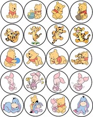 20 BABY WINNIE THE POOH TIGGER PIGLET 2″ ROUND STICKER LAMINATED PEEL STICK