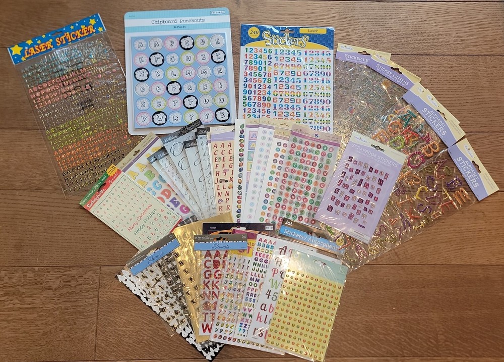 Qty 35 Pack Alphabet Letters Numbers Symbols Stickers Scrap Book Crafts (LOT H)