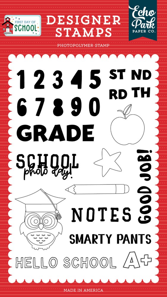 Echo Park Designer ACRYLIC STAMPS -GRADE SCHOOL STAMPS