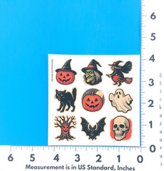 Vintage Style Halloween Sticker Sheet Haunted Tree Witches Skull Ghost Cat Bat