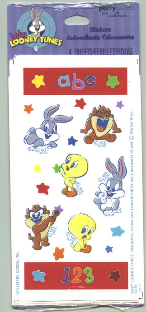 New Pack BABY LOONEY Tunes Scrapbook Stickers! 4 Sheets! Bugs Tweety Bird Taz