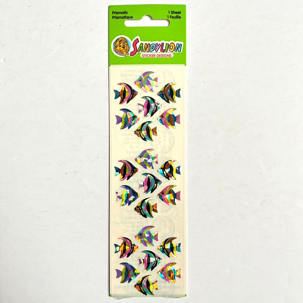 Sandylion Prismatic Tropical Fish Stickers Colorful Ocean 1 Sheet Sealed Vintage