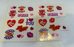 Vtg Love Romance sticker sheet, SWAK, Kissy Kissy, Love, XOXO, Huggy Huggy..