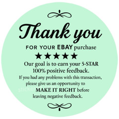 eBay Seller Sticker – Thank You & Make It Right Label – 2 Inch Round