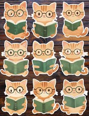 Smarty Cat Die Cut Vinyl Stickers Set Scrapbooking Laptop Waterbottle