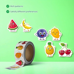500 Pcs Cute Fruit Stickers Roll – Assorted Fruits for Kids’ Crafts & Decor