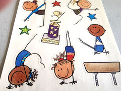 MAMBI Vintage 2001 Clear Stickers Gymnastics Gymnast 12″ NOS Retired HTF Craft
