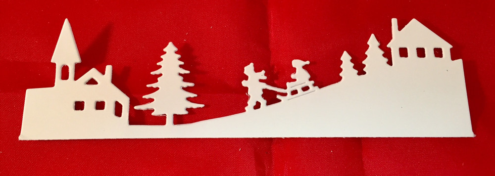 Christmas Die Cuts * Winter Sledding Scene * Set of 15 * White Cardstock *